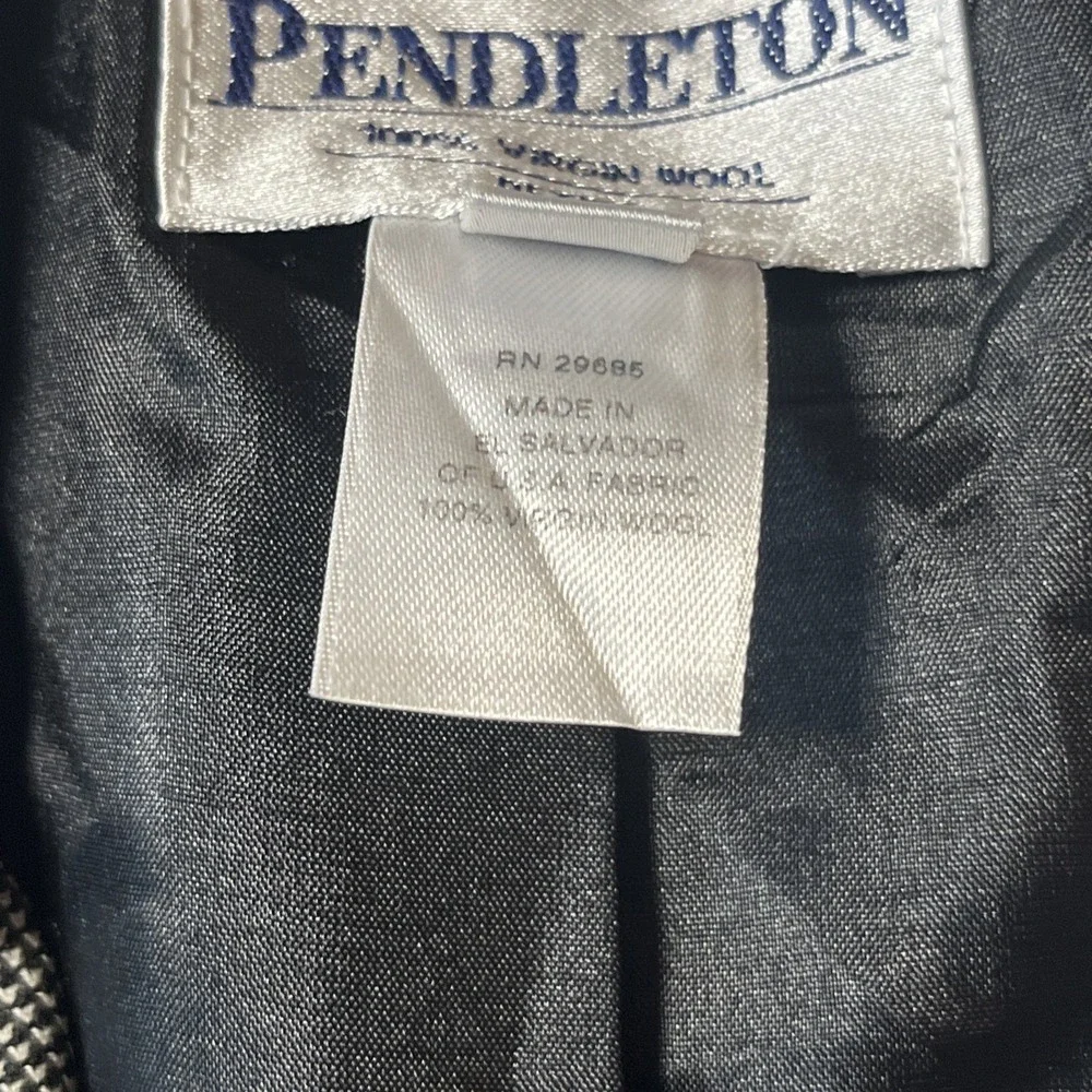 Pendleton‎ 100% Virgin Wool Blazer Size 6 Micro-Houndstooth Lined Career Jacket